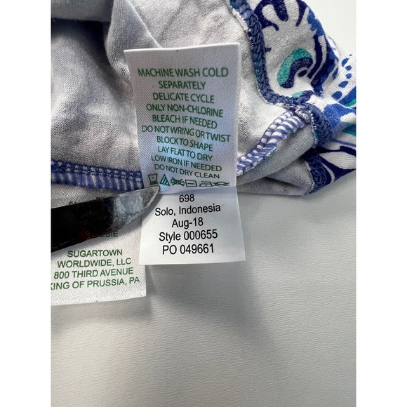 Lilly Pulitzer Sophie Dress 60 animals Women's Blue White Print 3/4 Sleeve Sz L - Picture 13 of 13